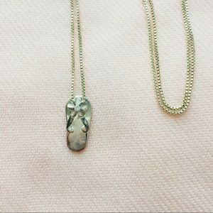 NWOT Sterling Silver .925 Flip Flop Necklace